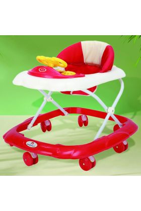 Girello Bambini Wizy Easy per Primi Passi Salvaspazio e Volante Interattivo-Rosso