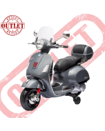Moto électrique Piaggio Vespa GTS Super 12V avec top case et pare-brise - Grise - Deuxième choix