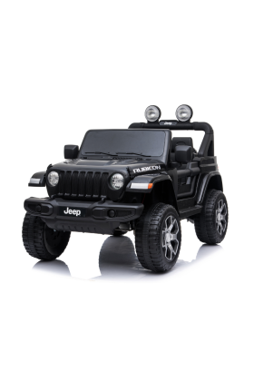 Auto Macchina Elettrica per Bambini JEEP FIAT Wrangler RUBICON 12V 2 Posti con Mp3 - Sedile in Pelle - Nero