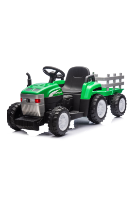 Tracteur Électrique 12V pour Enfants avec Remorque et Télécommande -Vert
