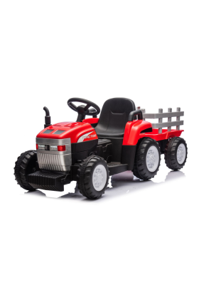 Tracteur Électrique 12V pour Enfants avec Remorque et Télécommande - Rouge