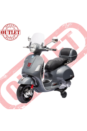 Moto électrique Piaggio Vespa GTS Super 12V avec top case et pare-brise - Grise - Deuxième choix