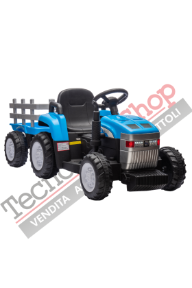Tracteur Électrique 12V pour Enfants avec Remorque et Télécommande - Bleu