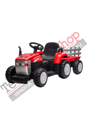 Tracteur Électrique 12V pour Enfants avec Remorque et Télécommande - Rouge