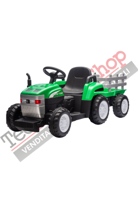 Tracteur Électrique 12V pour Enfants avec Remorque et Télécommande -Vert