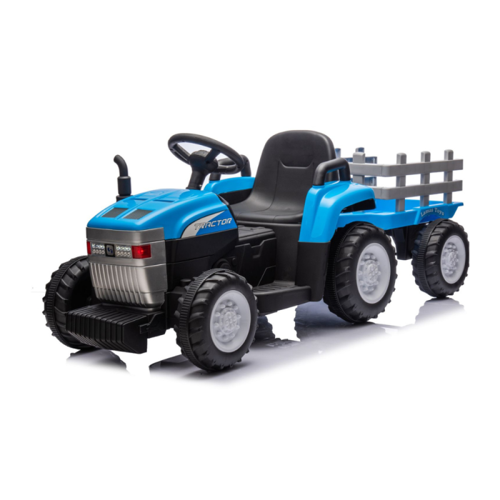 Tracteur Électrique 12V pour Enfants avec Remorque et Télécommande - Bleu