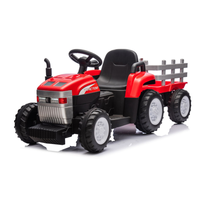 Tracteur Électrique 12V pour Enfants avec Remorque et Télécommande - Rouge