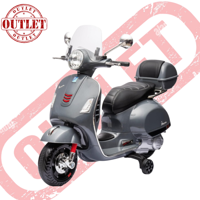 Moto électrique Piaggio Vespa GTS Super 12V avec top case et pare-brise - Grise - Deuxième choix