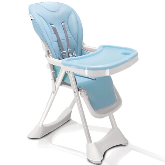 Chaise haute Wizy Happy 0-36 mois, fermeture compacte et hauteur réglable, bleu clair