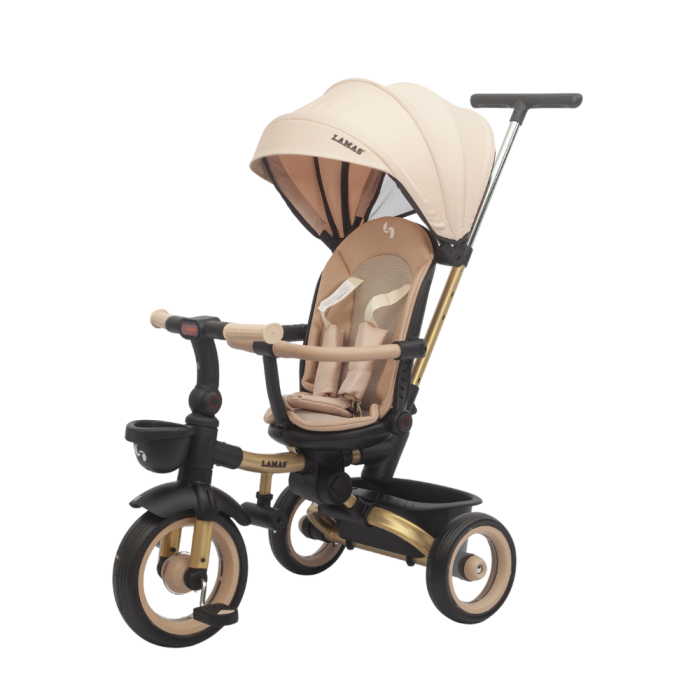 Trico Luxury Gold – Tricycle Poussette 7 en 1 pour Enfants -Beige